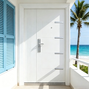 Porte d'entrée moderne en acier fini, porte de sécurité antivol avec bandes décoratives minimalistes pour usage résidentiel et commercial - Product Image 3