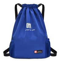 Sac à dos à cordon imperméable en polyester multifonctionnel de grande capacité avec porte-bouteilles d'eau sac léger pliable