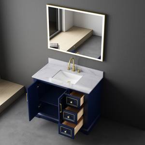 Armoire de salle de bain à miroir LED V-NONH, en bois massif et contreplaqué, résistante à l'eau, avec tiroirs à fermeture douce, fabriquée au Vietnam - Product Image 2