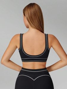 Soutien-gorge de sport pour <span class=keywords><strong>femme</strong></span> FH à haute élasticité, idéal pour un port décontracté, sensation seconde peau, respirant, confortable, colorblock, sans armatures, dos en U - Product Image 2