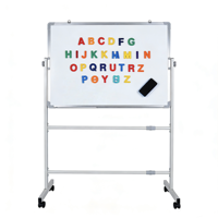 Petit tableau blanc roulant pour usage domestique, tableau effaçable à sec compact double face avec roulettes verrouillables