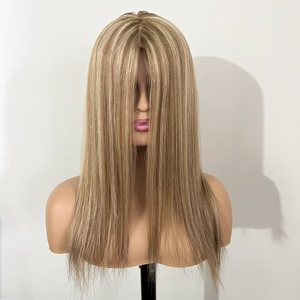 Perruque en dentelle complète transparente HD en cheveux humains personnalisée en usine, avec mèches, dentelle HD vierge, sans colle, couleur blonde ombrée - Product Image 2