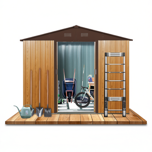 8ft X 6ft Metal <b>Tool</b> <b>Storage</b> <b>Shed</b> With Waterproof Design <b>For</b> Outdoor Use - Product Image 1