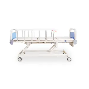 High Quality 3 Function Adjustable ICU Patient Bed Carbon Steel 3 Crank Manual Medical Hospital Beds With Infusion Stand