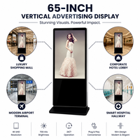 Afficheur publicitaire LCD vertical professionnel de 65 pouces, résolution 4K, affichage numérique, totem pour aéroport et hôtel