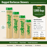 JIAHUI Industriële BBQ Spies 40cm Dikke Bamboe Buiten Grill Restaurant Kwaliteit Heavy Duty FSC FDA LFGB Aangepaste Logo Groothandel