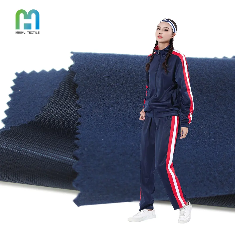 Technische Sport bekleidung Stoff Frauen Polyester Kett strick gebürsteten Samt für die Herstellung von Trainings anzug VAE Großhandel Kleidung