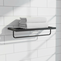 Accessoires de salle de bain en acier inoxydable 304 noir mat, porte-serviettes mural, porte-papier toilette et étagère de salle de bain