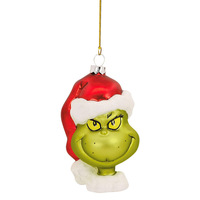 Vente en gros d'ornement d'arbre de Noël en acrylique double face Grinch Cartoon Cadeau de Noël suspendu