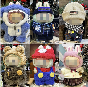 Ropa bonita <span class=keywords><strong>al</strong></span> por mayor de 17/15cm, solo vestido azul Labubo, conjunto de mono de sombrero de estilo único, traje accesorio azul sin muñeca incluida - Product Image 3