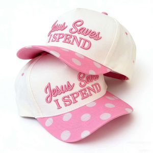 Gorra Personalizada de 5 Paneles con Diseño 'Jesus Saves I Spend', Gorra Retro de Algodón con Cierre a Presión y Visera Ondulada 'God Is Good' - Product Image 5