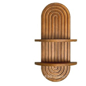 Wooden <b>Wall</b> <b>Mounted</b> <b>Shelf</b> Oval 2 Tier Floating <b>Shelf</b> For Living Room Decor - Product Image 1