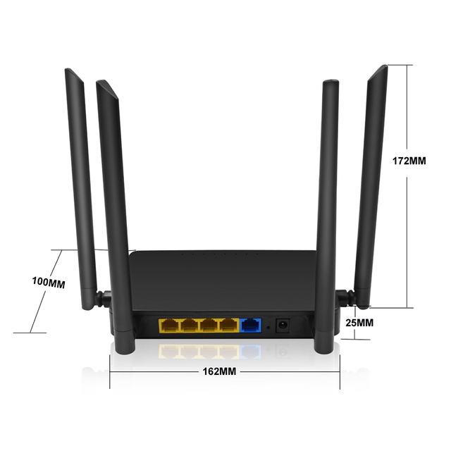 Openwrt 1200Mbps Dual Band Wireless Router with 4*5 Dbi External Antenna 2.4G/5G Frequencies for Home Use