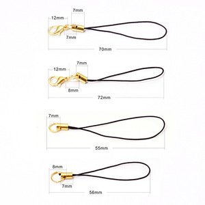 Gold Plated Phone Lanyard Black Single Double Loop <b>Metal</b> Lobster Buckle Strap 55 70 72 56mm Mobile Accessory - Product Image 1
