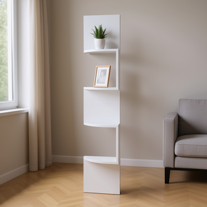 Étagères murales blanches Db Crestone 33x15x85cm, étagère de rangement minimaliste à trois niveaux pour salon, type mural durable - Product Image 2