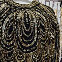Robe de mariée islamique modeste, formelle, avec col montant en dentelle et perles, grande taille, coupe ample et longue, pour soirée et banquet