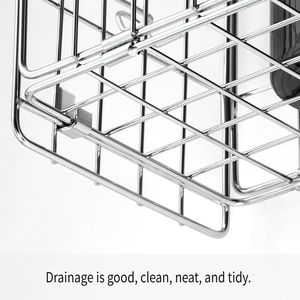 Panier de rangement mural moderne en acier inoxydable pour salle de bain avec porte-serviettes et crochets, étanche, double niveau - Product Image 3