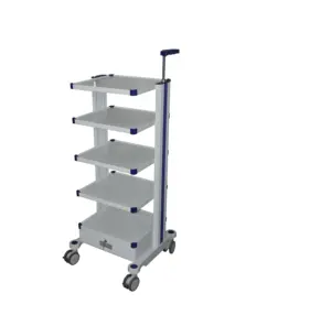 Ginee Medical Professional Equipment High Quality With Drawer 4 Shelves Endoscope Trolley With Wheels Casters