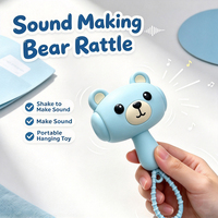 Porte-clés Marteau Anti-Stress Ourson Bleu Mignon, Son Bip et Vibrations, Jouet Sensoriel Portable pour Enfants, Décompression, Vente Chaude