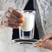 Gobelet en verre borosilicate à double paroi, tasse à café isolée thermiquement transparente, verre à eau chaude et froide pour la maison