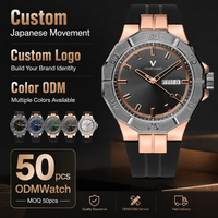 Montre sport quartz de luxe personnalisée, chronographe, bracelet en silicone, étanche, lumineuse, fabrication ODM