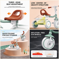 Tricycle pliable 3 en 1 pour enfants OEM, poussette en plastique avec poignée réglable, pour bébés et tout-petits de 1 à 6 ans, 3 roues, confortable et portable