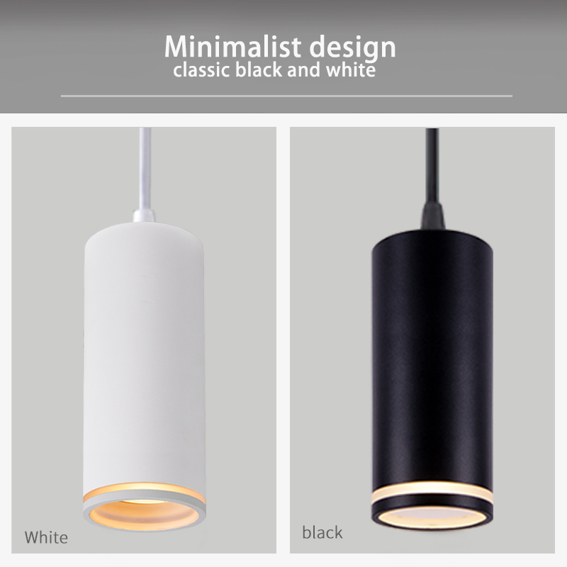 Aluminum Black Cylinder Pendant Lights Deeply Hidden Chandelier Pendant Light 7w