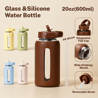 600ml 800ml Draagbare Sportwaterfles Lekvrije Glazen Reisthee- en Fruitkoffiemok Met Flip Straw Deksel