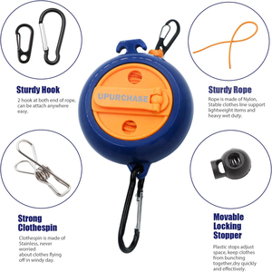 Tendedero portátil retráctil para ropa de viaje con Clips para ropa para lavandería interior línea de secado Camping al aire libre - Product Image 5