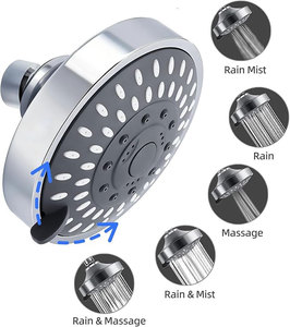 Pommeau de douche fixe à 5 réglages avec tête de douche pivotante réglable, haute pression, effet pluie, pour hôtel ou salle de bain - Product Image 2