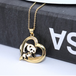 Collana con Panda per Donne e Innamorati, Ciondolo a Forma di Cuore con Panda, Collana con Cuore, Gioielli Personalizzati, Regali per la Festa della Mamma - Product Image 2