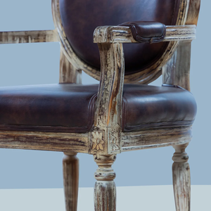 Fauteuil en bois de Sheesham sculpté à la main, classique, rembourré, style antique, pour hôtels et décoration intérieure - Product Image 3
