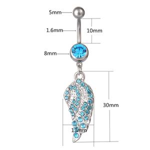 Anneaux de <span class=keywords><strong>nombril</strong></span> en cristal coloré unique, anneaux de <span class=keywords><strong>nombril</strong></span> en acier inoxydable, bijoux de <span class=keywords><strong>piercing</strong></span> corporel pour femmes - Product Image 2