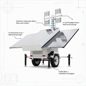 Tour légère portative solaire et éolienne avec la remorque et le mât télescopique - Product Image 4