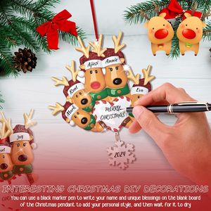 Ornement de Noël personnalisé en forme de cœur renne 2025 – Pendentif suspendu en résine personnalisable Élan/Cerf avec nom de famille pour sapin de Noël - Product Image 4