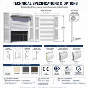 Puerta Enrollable de Aluminio Resistente al Viento y Ventana con Persianas, Sistema de Protección Contra Huracanes y Tormentas para Edificios Comerciales - Product Image 6