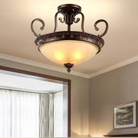 Plafonnier LED semi-suspendu de style rustique américain en fer forgé, design rétro européen, pour restaurant et bureau, modèle 8112-3F High