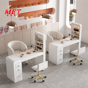 Conjunto de <span class=keywords><strong>Mesa</strong></span> y Silla para Manicura, Diseño Moderno y Sencillo, <span class=keywords><strong>Mesa</strong></span> Doble de Mármol, Silla de Salón de Belleza, <span class=keywords><strong>Mesa</strong></span> Doble para Manicura - Product Image 2