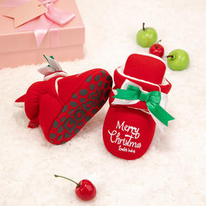 Zapatitos <span class=keywords><strong>de</strong></span> Bebé con Temática Navideña, Suela Suave Antideslizante, Decoración <span class=keywords><strong>de</strong></span> Lazo, Feliz Navidad, Primeros Pasos <span class=keywords><strong>para</strong></span> Recién Nacidos, OEM, ODM, Venta al Por Mayor - Product Image 3