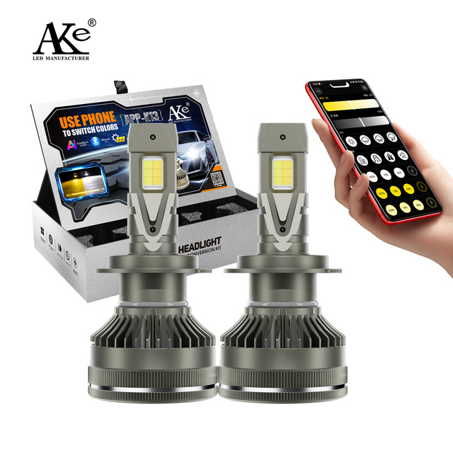 Customized Led Super Bright Hi/ Low Beam 130 Watt H4 Led Headlights for Car Dual Colors Flash App Control Led Car Headlight