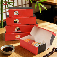 Boîte à sushi rectangulaire pliable en papier biodégradable recyclable avec fenêtre, impression personnalisée, écologique, pour emporter