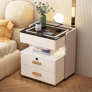 Multi Functional <strong>Bedside</strong> <strong>Table</strong> in the Bedroom, Equipped with Wireless Charging and Adjustable Tri Color <strong>LED</strong> Smart Nightstand - Product Image 2