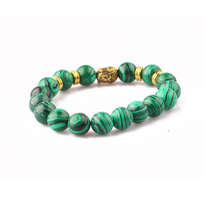 Pulsera de encanto malaquita verde de Buda, pulsera de cuentas de los hombres al por mayor - Product Image 2