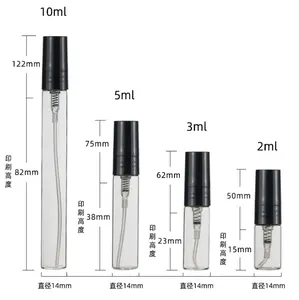 Großhandel 2ml 3ml 5ml 10ml kleines leeres Spray Nachfüllbarer Parfum-Tester Travel Slim Glass Sample Parfüm flasche