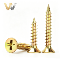 Hot Selling High Quality Flat Double Head Screws Fasteners Wooden Countersunk Yellow Zinc Plated Chipboard Screw