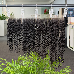 Seamless blend 2x6 4x4 5x5 6x6 100% Virgin Human Hair Natural Black Jerry curly 4x4 HD Lace Closure Mass wholesale - Product Image 1