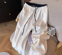 Pantalon léger en soie glacée à jambes larges, couleurs contrastées, coupe ample, amincissant, texturé, style Yamamoto