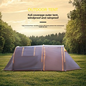 Tente tunnel familiale d'extérieur pour 5 à 8 personnes, camouflage trois saisons, respirante, en polyester, installation rapide, <span class=keywords><strong>grande</strong></span> capacité, épaissie - Product Image 2