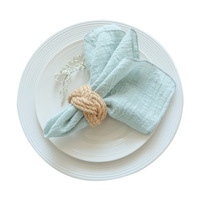 Nappe de table en tissu crêpe de coton pur de style français avec bordure ourlée pour la décoration de table de fête, de mariage, de maison ou d'hôtel