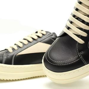 Chaussures de marche en cuir véritable noir, chaussures basses pour hommes, semelle épaisse, durables, chaussures décontractées, chaussures de skate tendance et à la mode - Product Image 1